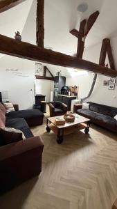 a living room with a couch and a coffee table at Le Pétillant in Cramant