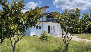 a white house with trees in front of it at DreamStay Lezha - Villa in Shëngjin