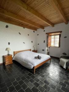 a bedroom with a large bed in a room at Robalinho's House in Faja Grande