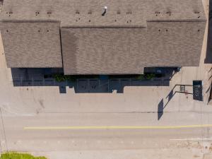 an overhead view of a large building with a roof at The Iris Motel in Nashville