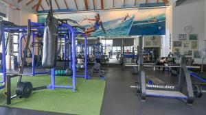 a gym with a large painting on the wall at Ballito Hill's Serenity Suite in Ballito