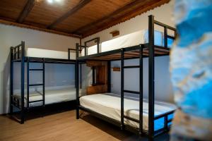 two bunk beds in a room with a room with at Beds Hostel in Gjirokastër