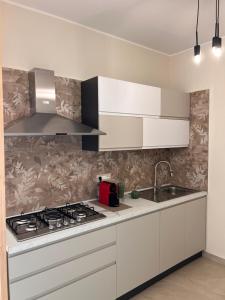 a kitchen with a stove and a sink at Zen Apartment in Santa Maria del Cedro