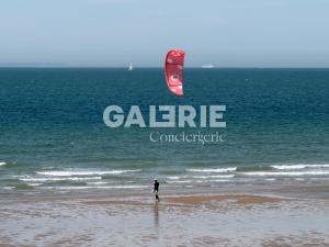 a person standing on the beach with a kite at GC - Au Large - Front de Mer in Wissant