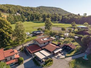an aerial view of a house with a yard at Agriturismo La Nevera in Lanzo dʼIntelvi