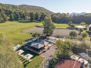 an aerial view of a estate with a large house at Agriturismo La Nevera in Lanzo dʼIntelvi +64 photos