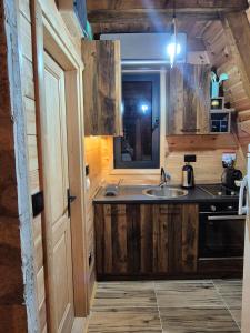 a kitchen with a sink and a stove at Villa Evergreen Žabljak in Žabljak +22 photos