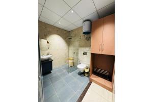 a bathroom with a toilet and a sink at The Moonsoon Inn in Mussoorie
