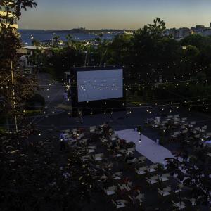 a large projection screen with a crowd of people at Conrad Istanbul Bosphorus in Istanbul +219 photos