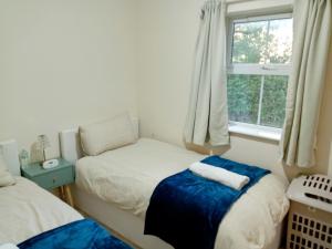 a bedroom with two twin beds and a window at 2 Bedrooms Flat in Surrey, 30 min to London in Woking
