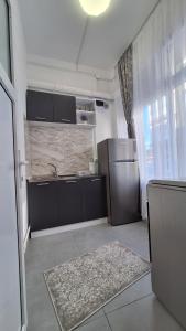 a kitchen with a stainless steel refrigerator in a room at MaraStudio in Caşoca