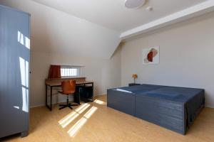 a bedroom with a bed and a desk in a room at Centrally Located Room in Buchs