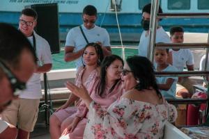 a group of women sitting on a boat at Lady Victoria in Walvis Bay