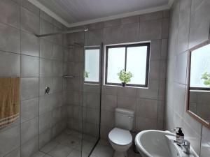 a bathroom with a toilet and a sink at Princess Vlei Lodge in Grassy Park +143 photos