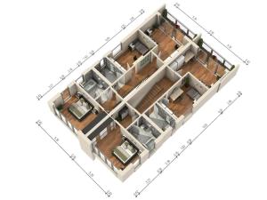 a rendering of a floor plan of a house at Niesen Apartment - Aare Jungfrau AG in Spiez
