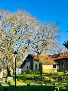 a house with a tree and a light pole at Sallobante Aterpetxea - Casa in Mechicas