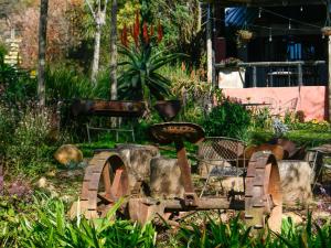 a garden with an old tractor in the yard at Mount Park Guest Farm in Dargle