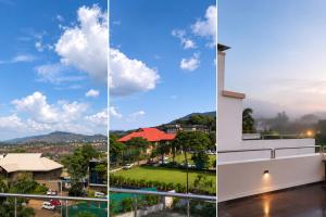 a collage of photos showing the views from a house at Kanchan Jayanti Villa in Khandāla