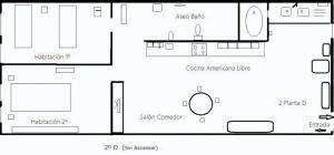 a floor plan of a small house at Spacious apartment with balcony - Guardamar del Segura - 100 m² in Guardamar del Segura