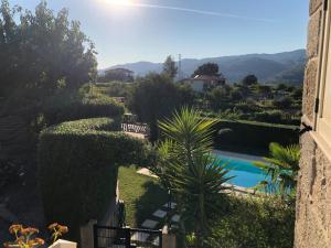 a view of a garden with a swimming pool at Charming Villa in Resende with Private Pool in Resende
