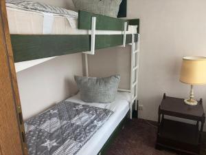 two bunk beds in a room with a lamp at Apartment 231 in Hohegeiß +3 photos