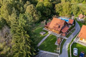 an overhead view of a house with a pool at Peaceful Villa in Gornje Dubrave with Private Pool in Gornje Dubrave +58 photos