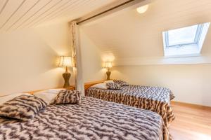 a bedroom with two beds in a attic at Appartement Douillet Saint-Sorlin-d'Arves 49 m² Vue montagne in Saint-Sorlin-dʼArves