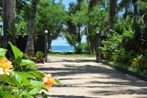 a path leading to the beach with palm trees at Comfortable Studio with Sea View in Foulpointe - 30 m² in Foulpointe +15 photos