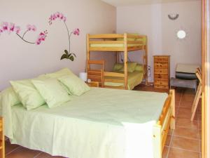 a bedroom with a bed and a bunk bed at Appartement cosy à Fayet avec vue in Fayet