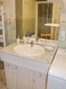 a bathroom with a sink and a mirror at Appartement cosy à Fayet avec vue in Fayet