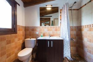 ein Badezimmer mit Toilette, Waschbecken und Spiegel in der Unterkunft Country House Lomito De Taidia in Risco Blanco