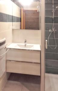 a bathroom with a sink and a shower at Studio cosy à Saint-Jean-d'Arves 29 m² Vue montagne in Saint-Jean-dʼArves