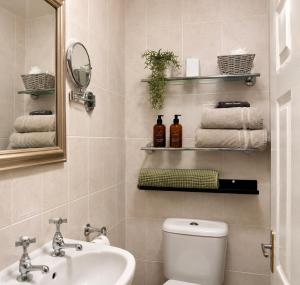 a bathroom with a sink and a toilet and a mirror at The Wadham in Weymouth +78 photos