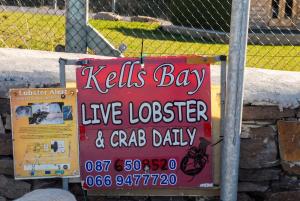 a sign for a leiths bay live lobster and crab daily at Spacious house with sea and mountain views, Co. Kerry in Kells +20 photos