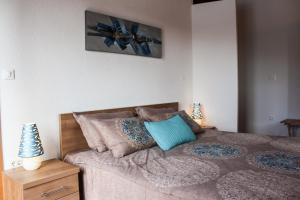 a bedroom with a bed and a picture on the wall at Charming Villa near Žminj with Private Pool in Žminj