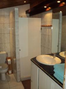 a bathroom with a sink and a toilet at Appartement spacieux à Bois des Nèfles, 70 m², piscine partagée in Le Bois de Nèfles