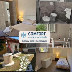a collage of pictures of a room with a bed and a bathroom at Villa Dependance in Taranto