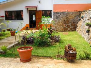 a garden with a house and a yard with plants at Charming house in Victoria with mountain view in Victoria
