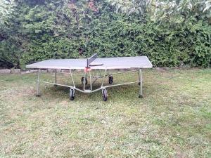 a ping pong table sitting in the grass at Paradisiacal Villa in Lousada with Private Pool in Lousada