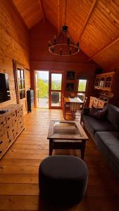 a living room with a couch and a table at Babia Góra View House in Kocierz Moszczanicki