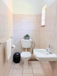 a bathroom with a toilet and a sink at Paradise Corner in Francistown