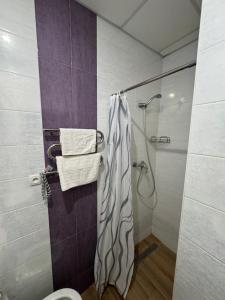 ein Badezimmer mit Dusche und Toilette in der Unterkunft Mini hotel Non-Stop in Kiew + 28 Fotos