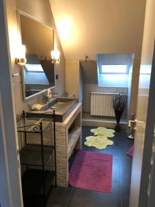 a bathroom with a sink and a mirror at Appartement cosy à Sannois de 110 m² avec jardin clôturé in Sannois