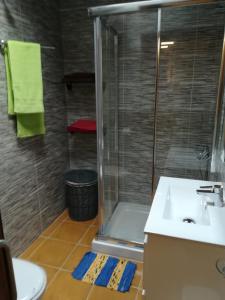 a bathroom with a shower and a sink at Charming Apartment La Oliva 30 sqm + Terrace in La Oliva +18 photos