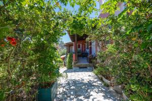 a house with a pathway leading to the front yard at Elia Cottage in Sitia