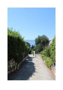 a road with a stone wall next to a street at Villa Noah Apartment 3 in Novi Vinodolski