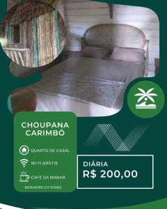 a poster for the dharmaarmaarma rps programme with a bed in at Choupana Siriá in Belém