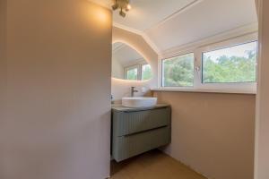 a bathroom with a sink and a window at Stille Wille in Ballum +39 photos