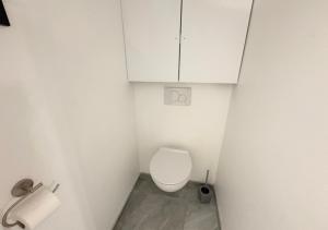 a small bathroom with a toilet and a toilet paper dispenser at Le Grainetier in Margny-lès-Compiègne +4 photos