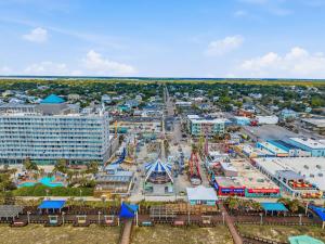 an aerial view of a large amusement park at Carolina Beach Ocean Playground in Carolina Beach